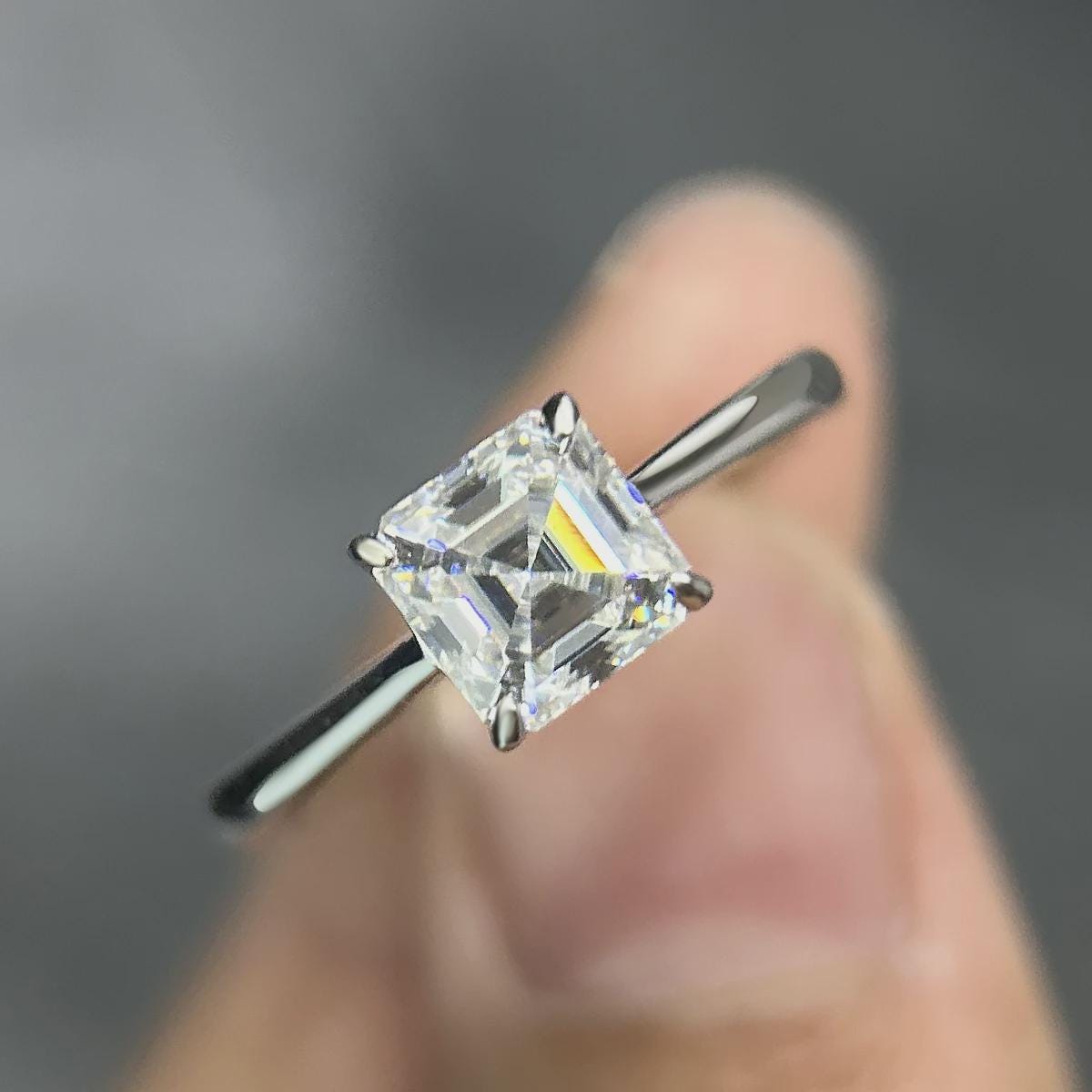 Asscher Cut Solitaire Engagement Ring, Moissanite Ring, Wedding Ring, Promise Ring Anniversary Gift, Bridal Ring, Propose Ring, Gift for Her