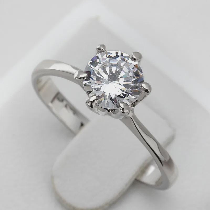 Round Cut Moissanite Solitaire Engagement Ring, Bridal Wedding Ring, Anniversary Gift, Propose Ring, Classic Jewelry, Gift for Girlfriend