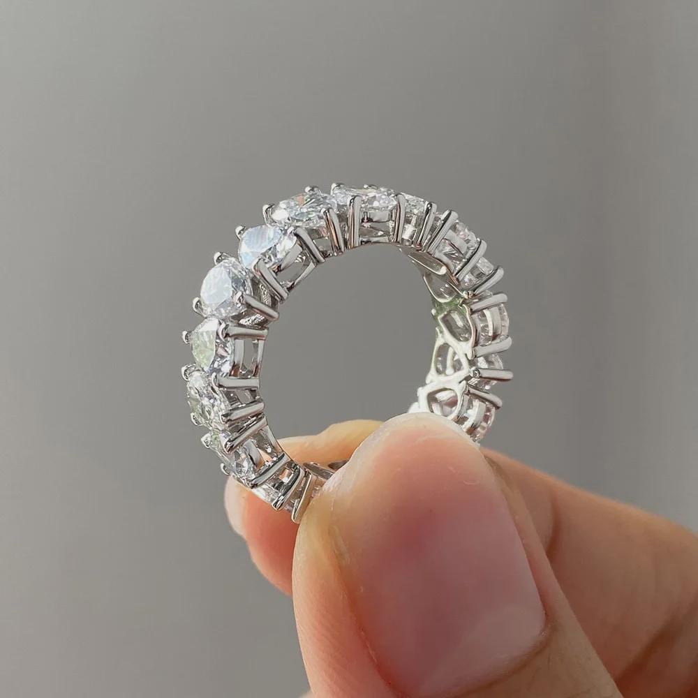 Pear Moissanite Full Eternity Band, Wedding Ring for Women, Anniversary Ring, Stackable Ring, 14K Gold Band Simulant Ring.