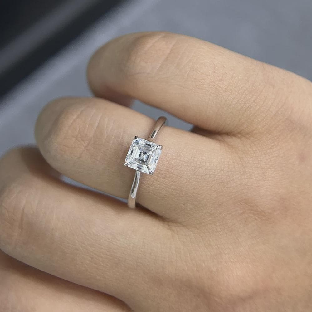 Asscher Cut Solitaire Engagement Ring, Moissanite Ring, Wedding Ring, Promise Ring Anniversary Gift, Bridal Ring, Propose Ring, Gift for Her