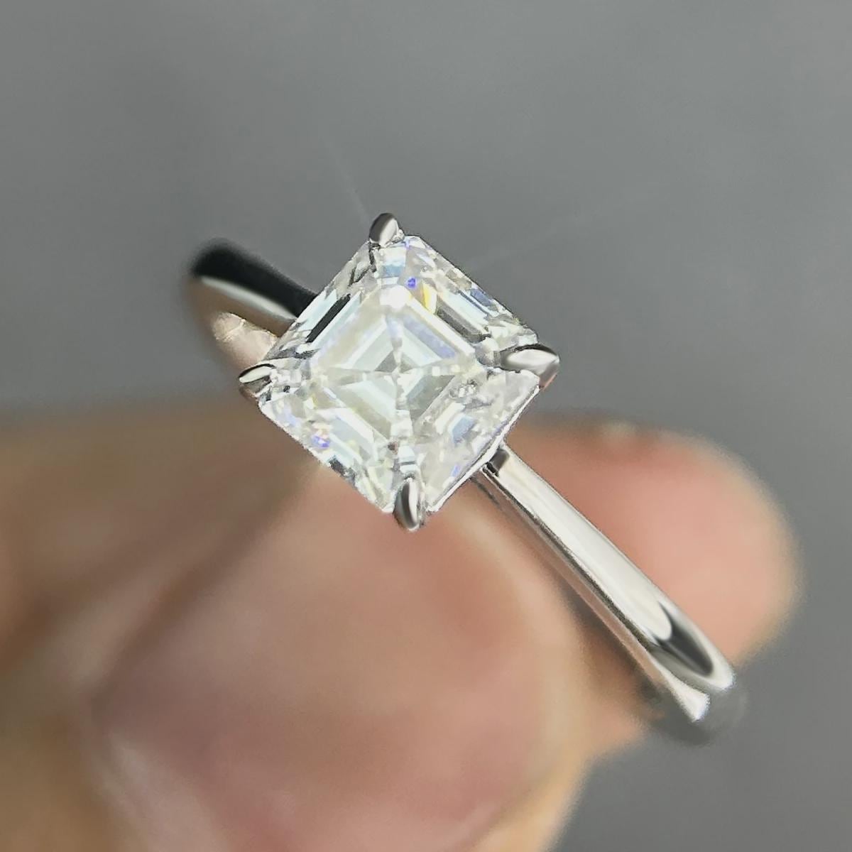 Asscher Cut Solitaire Engagement Ring, Moissanite Ring, Wedding Ring, Promise Ring Anniversary Gift, Bridal Ring, Propose Ring, Gift for Her