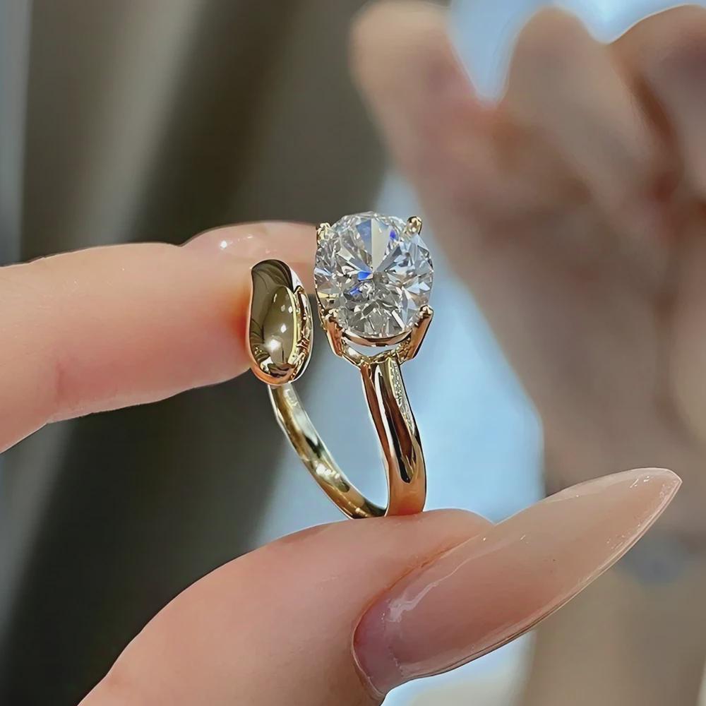 Oval Bypass Solitaire Engagement Ring, Yellow Gold Dainty Ring, Wedding Ring, Promise Ring, Anniversary Gift, Bridal Jewelry, Gift for Her