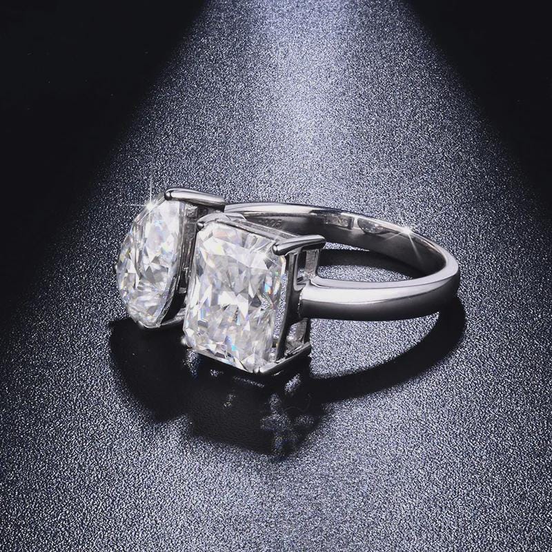 Toi Et Moi Ring Engagement Ring, Pear and Radiant Cut Two Stone Ring, Bypass Wedding Ring, Anniversary Gift, Promise Ring, Gift for Her