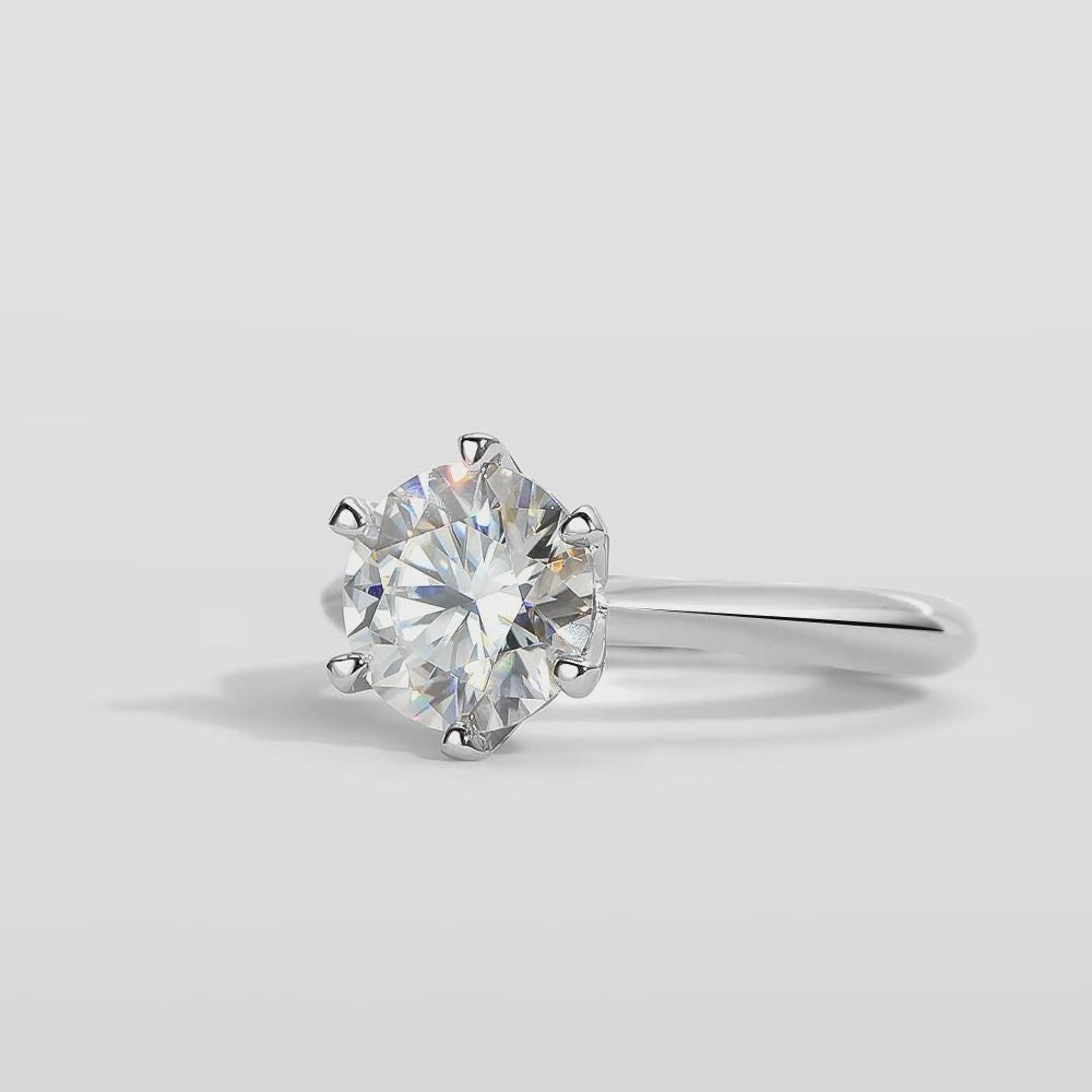 Round Cut Moissanite Solitaire Engagement Ring, Bridal Wedding Ring, Anniversary Gift, Propose Ring, Classic Jewelry, Gift for Girlfriend
