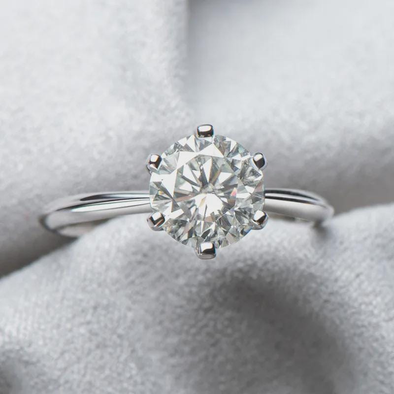 Round Cut Moissanite Solitaire Engagement Ring, Bridal Wedding Ring, Anniversary Gift, Propose Ring, Classic Jewelry, Gift for Girlfriend