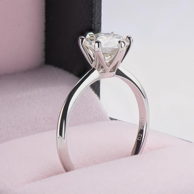 Round Cut Moissanite Solitaire Engagement Ring, Bridal Wedding Ring, Anniversary Gift, Propose Ring, Classic Jewelry, Gift for Girlfriend