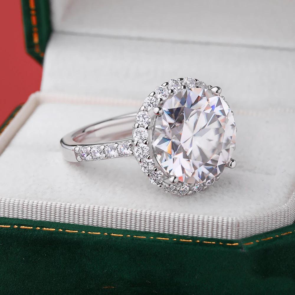 3 Carat Round Cut Moissanite Ring, Sterling Silver Halo Engagement Ring, Art Deco Wedding Ring, Statement Ring, Anniversary Gift for Her