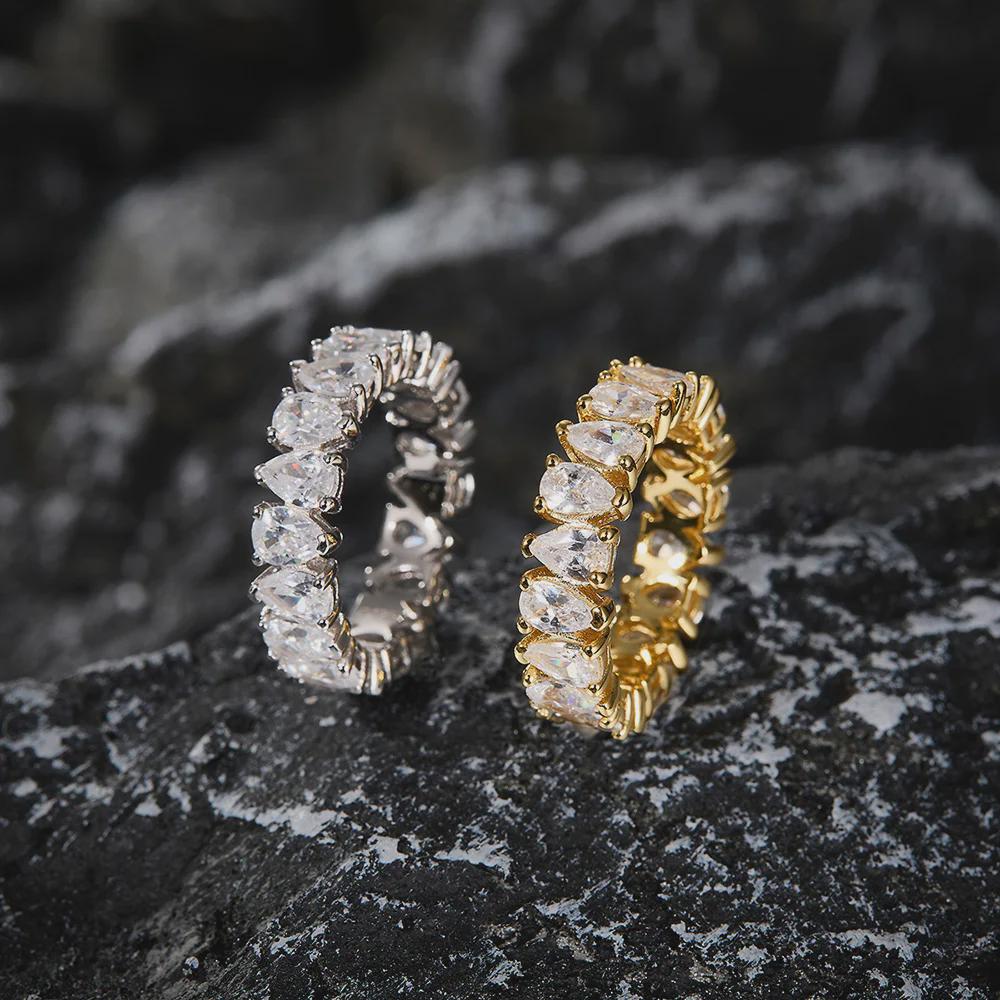 Pear Moissanite Full Eternity Band, Wedding Ring for Women, Anniversary Ring, Stackable Ring, 14K Gold Band Simulant Ring.