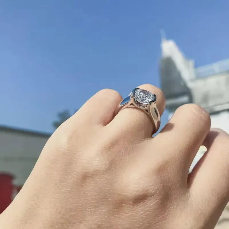 Solitaire Engagement Ring, Minimalist Diamond Wedding Ring, Modern Promise Ring for Her, Anniversary Gift