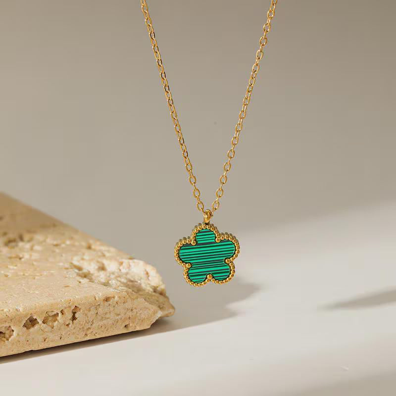 Five Leaf Clover Flower Necklace Lucky Charm Necklace 18K Gold Plated Pendant Minimalist Necklace, Gift for Wife Everyday Wear Jewelry