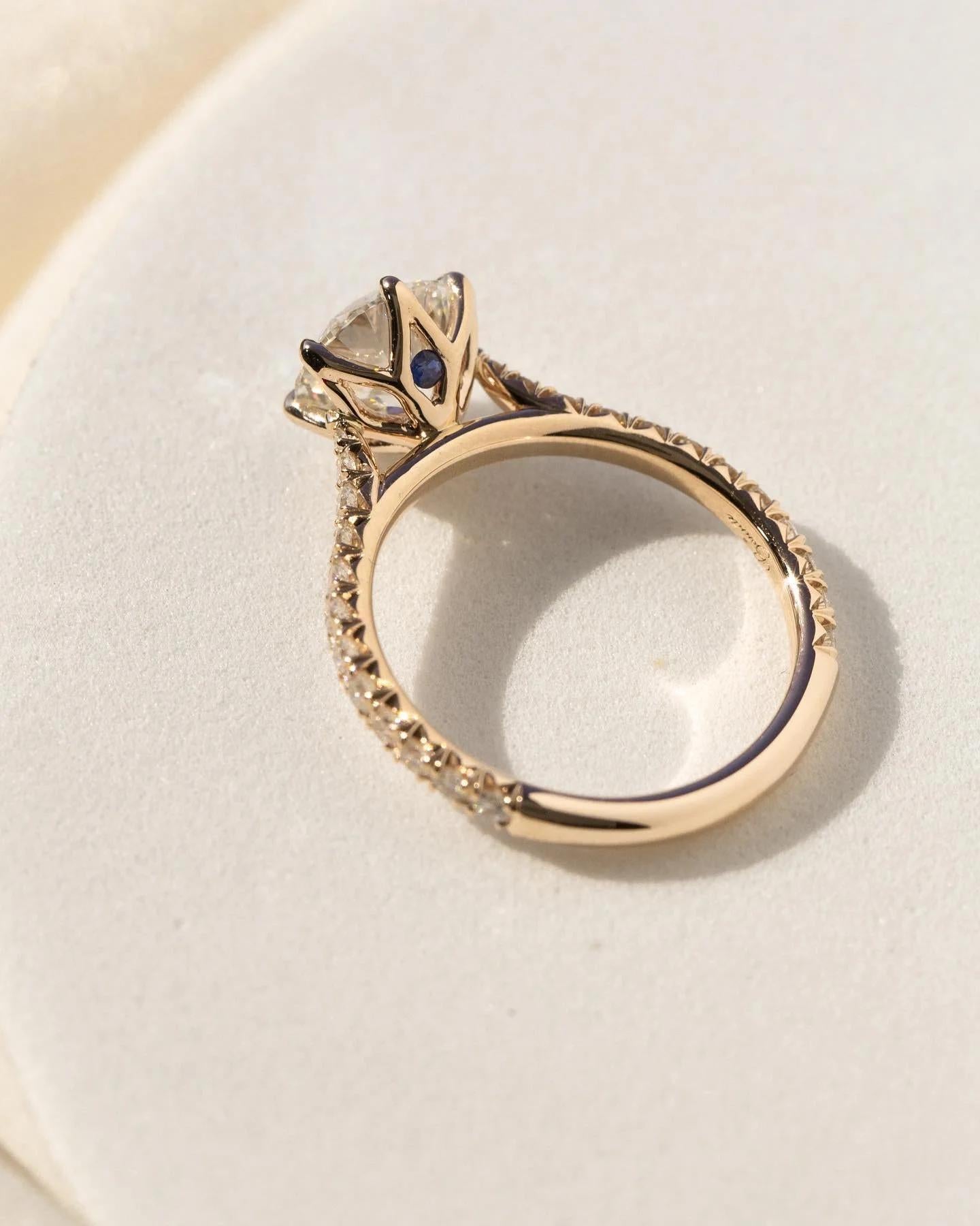 Round Cut Pave Solitaire Engagement Ring In Rose Gold. Choose Moissanite Or Diamond. Perfect Wedding, Promise, Or Anniversary Gift For Her.