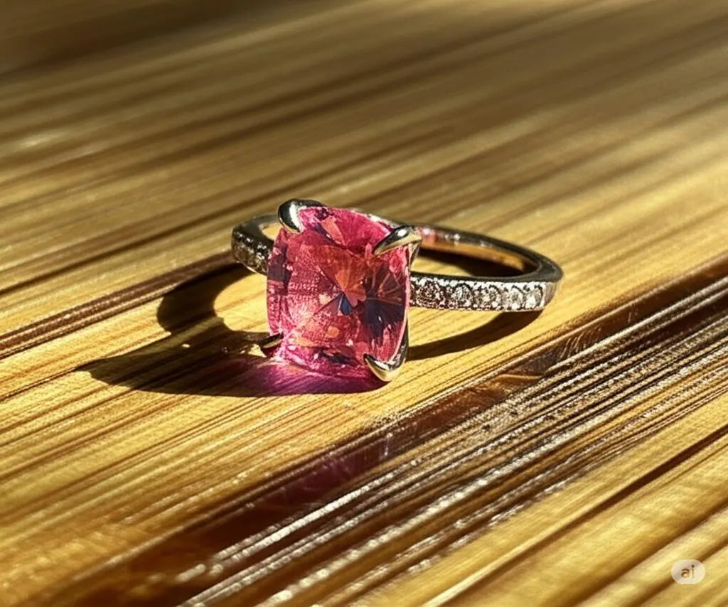 Cushion Cut Alexandrite Engagement Ring, Unique Color Change Gemstone, Solitaire Ring With Pave Band, Wedding, Anniversary, Proposal Ring.