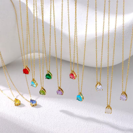 Birthstone Necklace, Birth Month Necklace, Customizable Gold Plated Jewelry, Minimalist Necklace, Personalized Birthday Gift For Her.