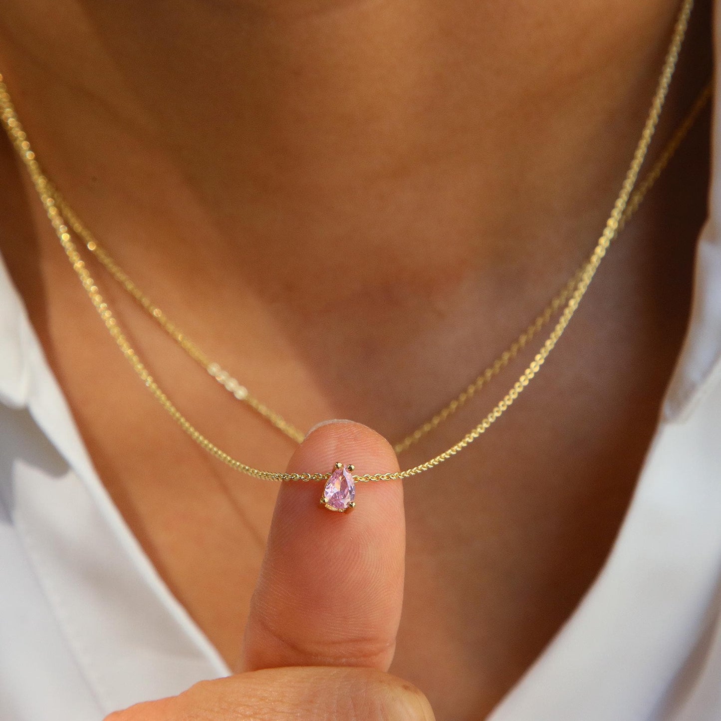 Birthstone Necklace, Birth Month Necklace, Customizable Gold Plated Jewelry, Minimalist Necklace, Personalized Birthday Gift For Her.