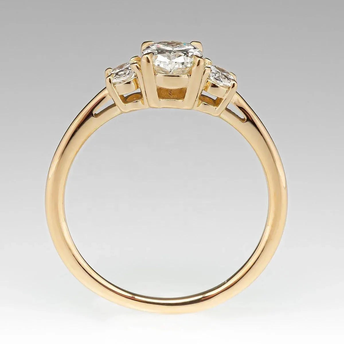 Oval Cut Three Stone Engagement Ring, Gold Engagement Ring, Diamond Ring, Promise Ring, Anniversary Gift for Her, Handmade Jewelry