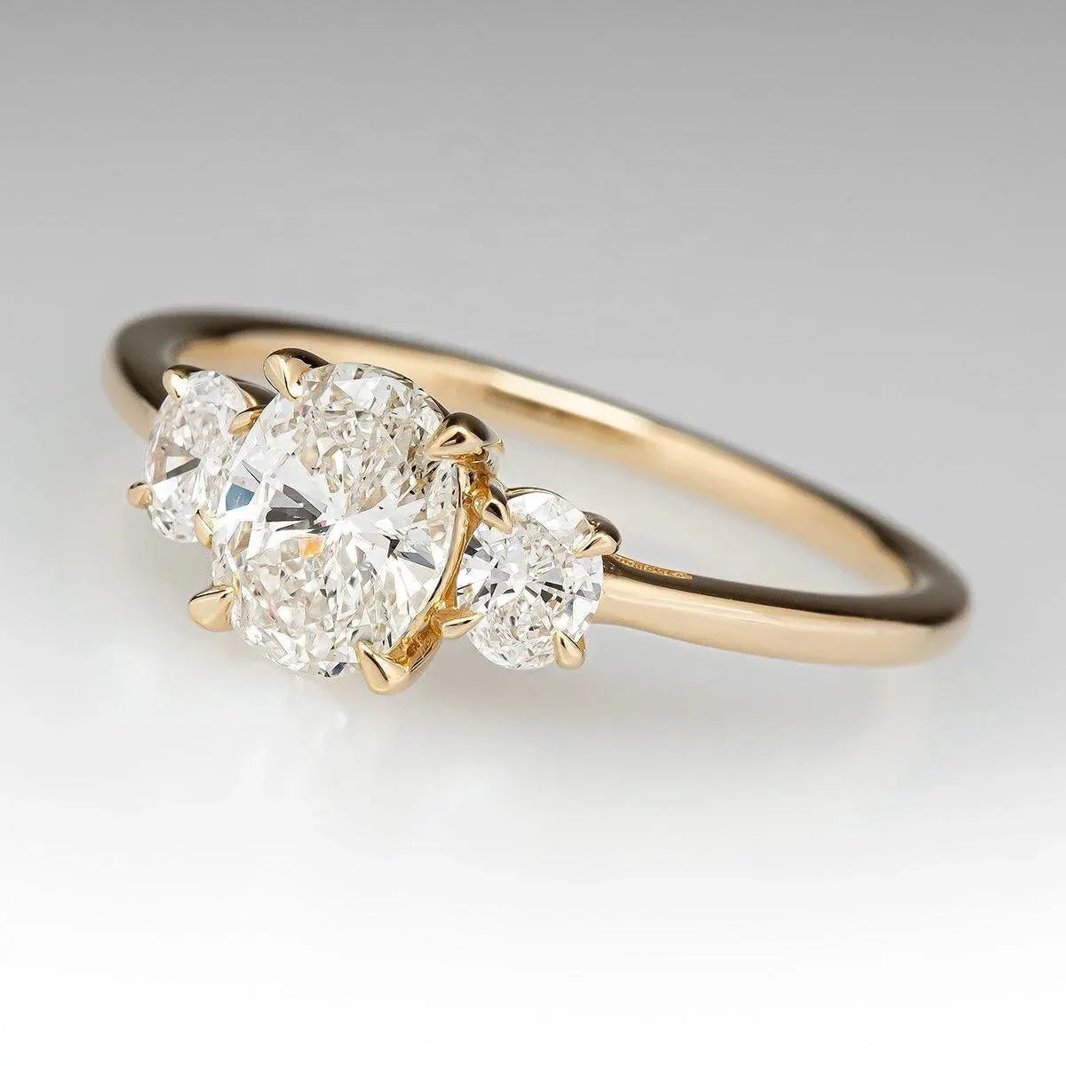 Oval Cut Three Stone Engagement Ring, Gold Engagement Ring, Diamond Ring, Promise Ring, Anniversary Gift for Her, Handmade Jewelry