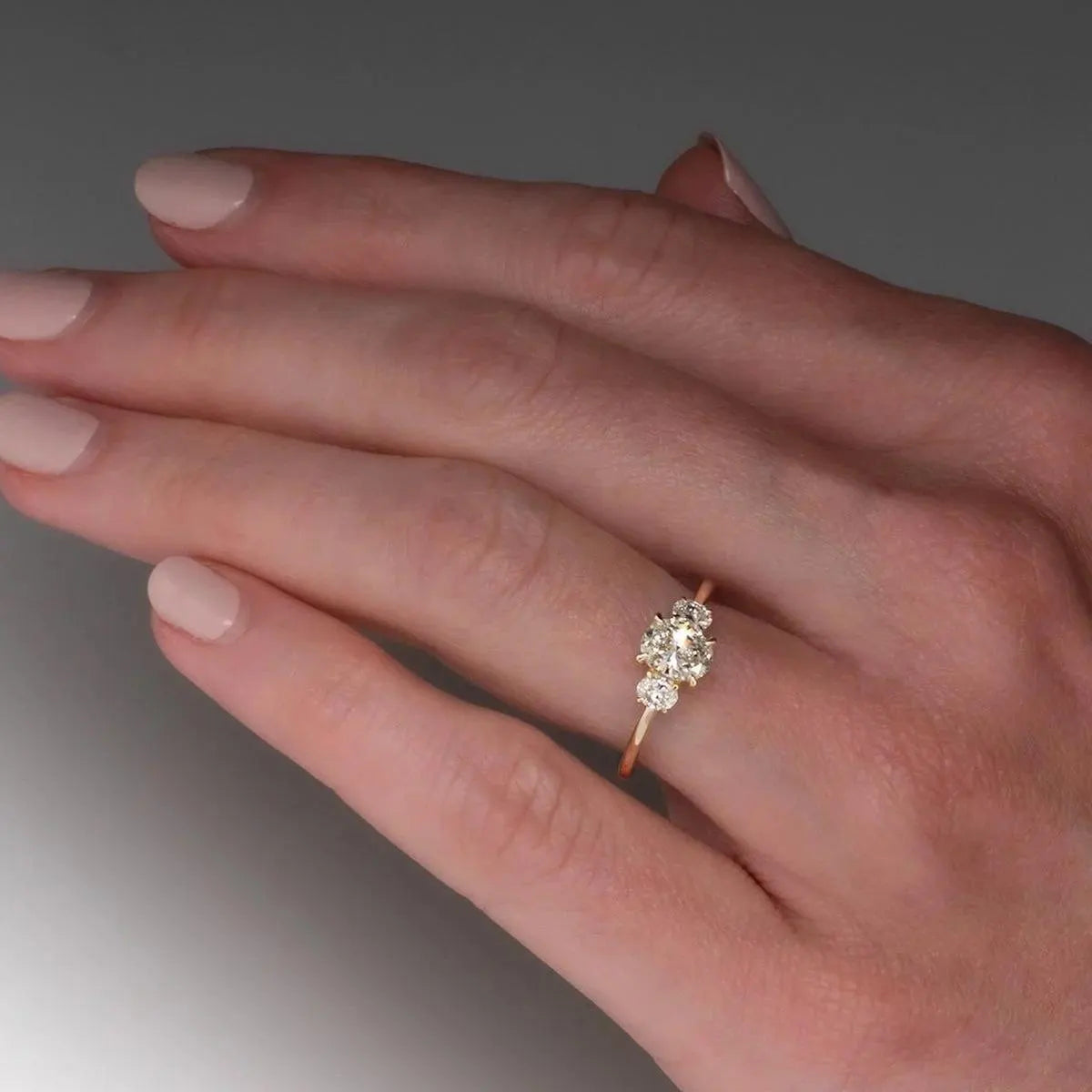 Oval Cut Three Stone Engagement Ring, Gold Engagement Ring, Diamond Ring, Promise Ring, Anniversary Gift for Her, Handmade Jewelry