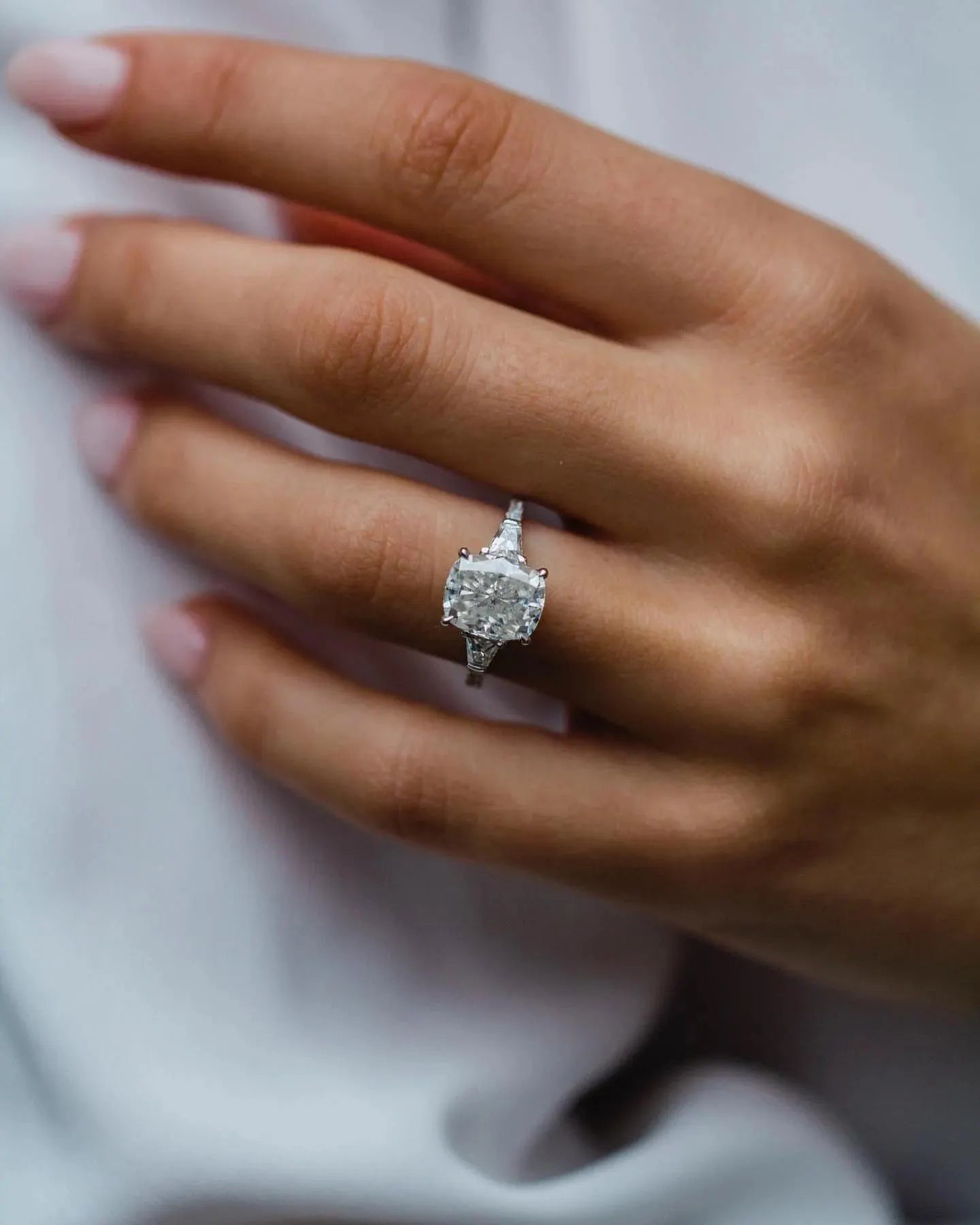 Cushion Cut Moissanite Engagement Ring, Three Stone Ring, Anniversary, Proposal, Wedding, Bridal Ring, Promise Ring, Unique Diamond Ring.