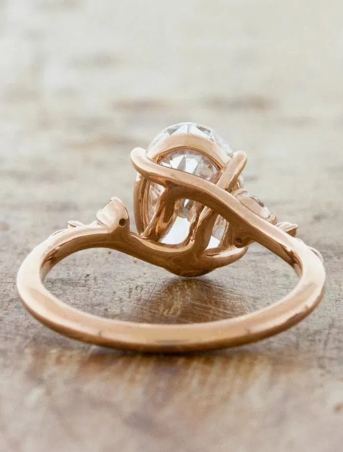 Oval Diamond Marquise Cluster Ring, Rose Gold Engagement Ring, Unique Floral Wedding Ring, Anniversary Gift, Promise Ring