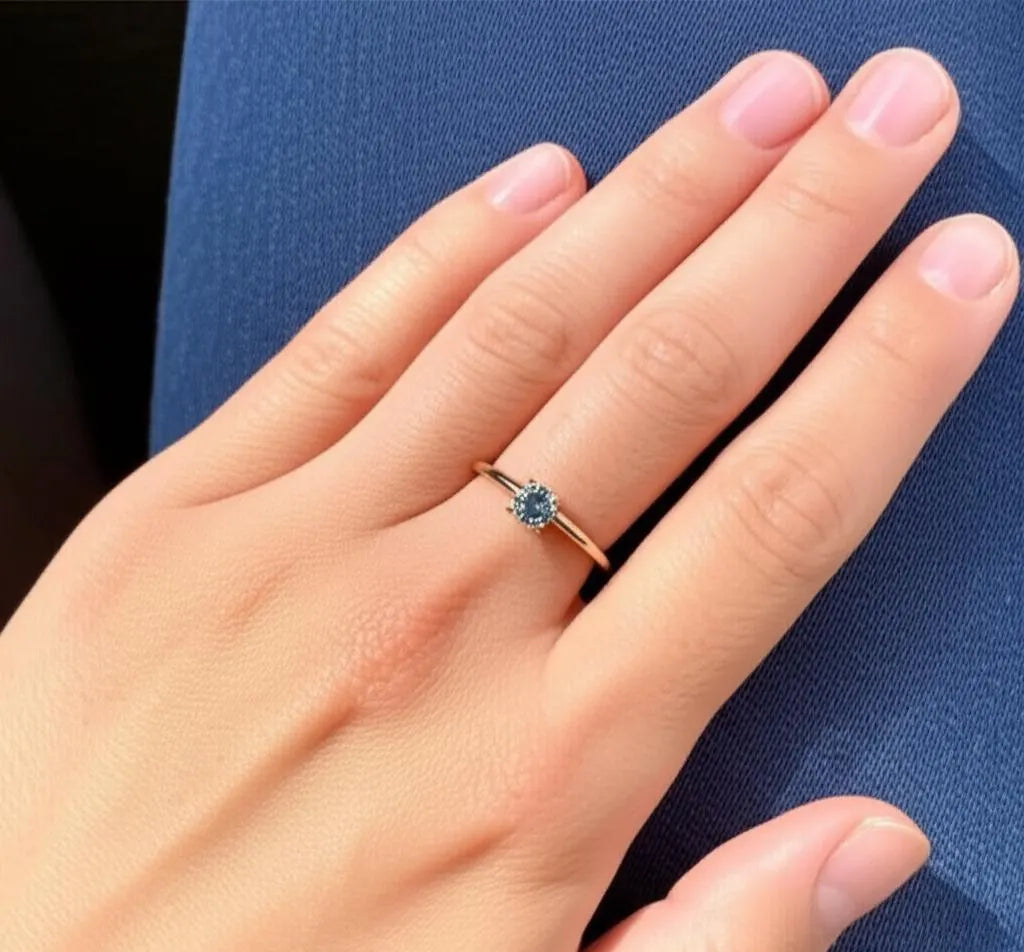 Sky Blue Topaz Solitaire Engagement Ring, Round Cut Minimalist Ring, Sterling Silver Wedding Ring, Promise Ring, Anniversary Gift For Her.