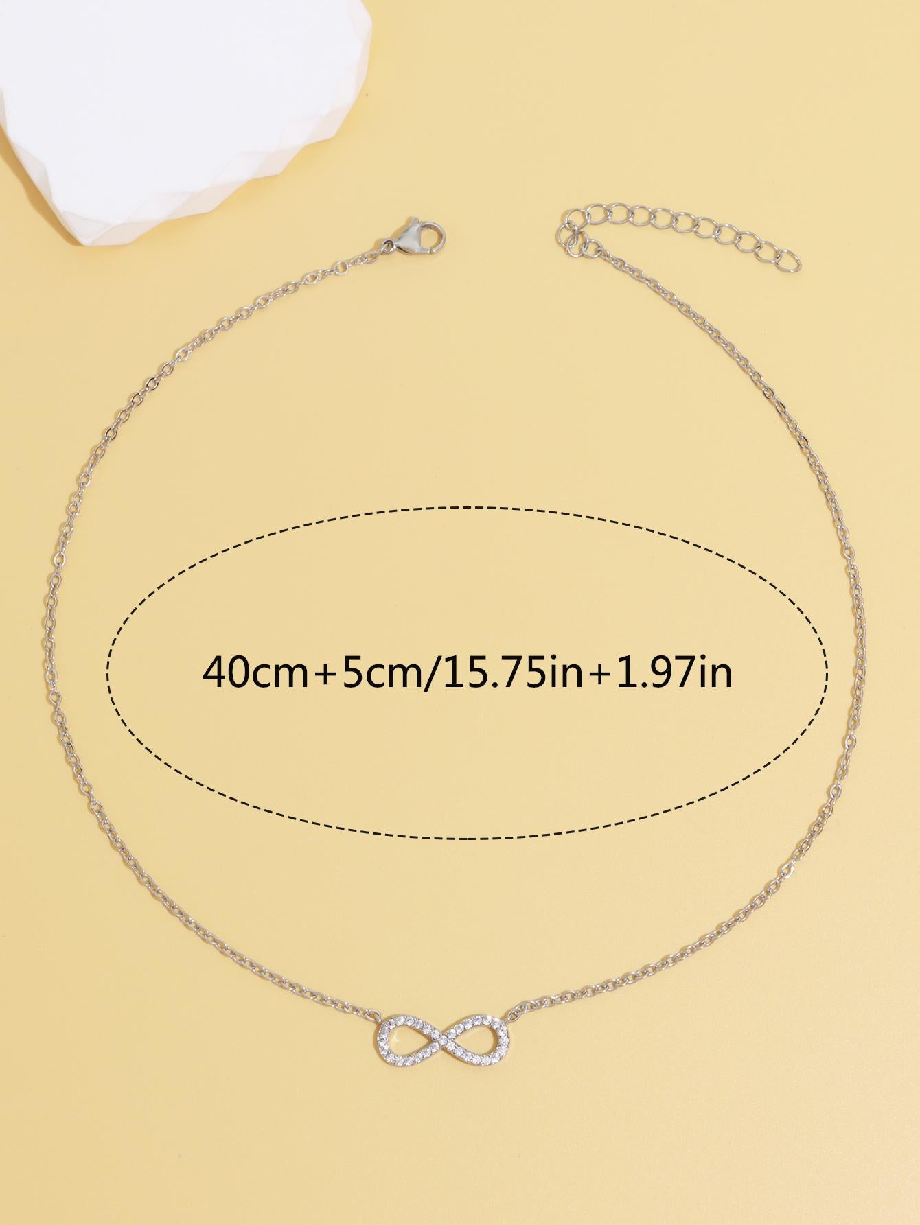 Eternal Infinity Gold Plated Necklace, 18K White Gold Plated Infinity Necklace With Moissanite, Pave Diamonds Necklace, Gift For Her.