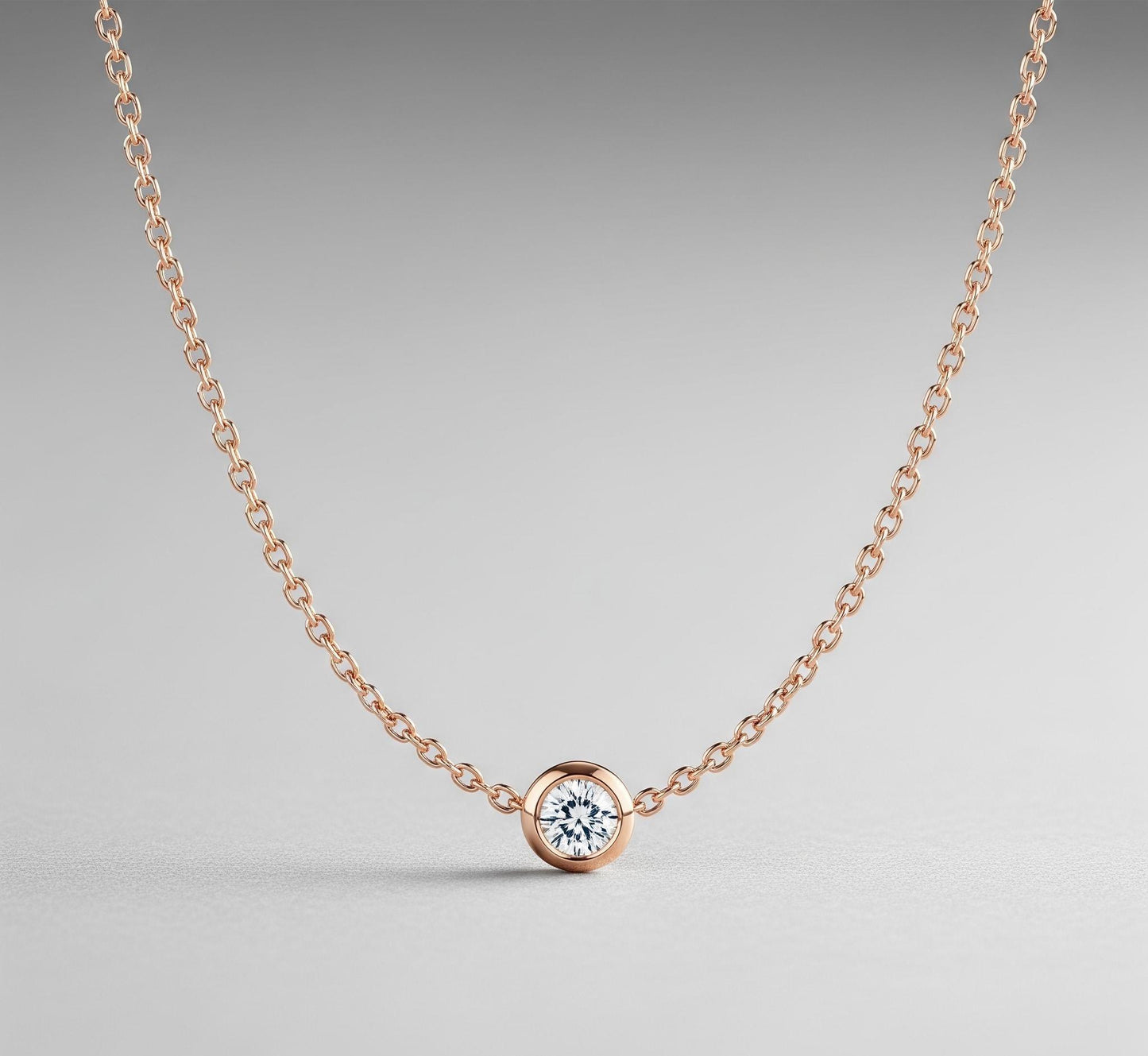Minimalist Bezel Silver Plated Necklace, 18K White Gold Plated Solitaire Moissanite Necklace, Moissanite Bezel Pendant, Gift For Her.