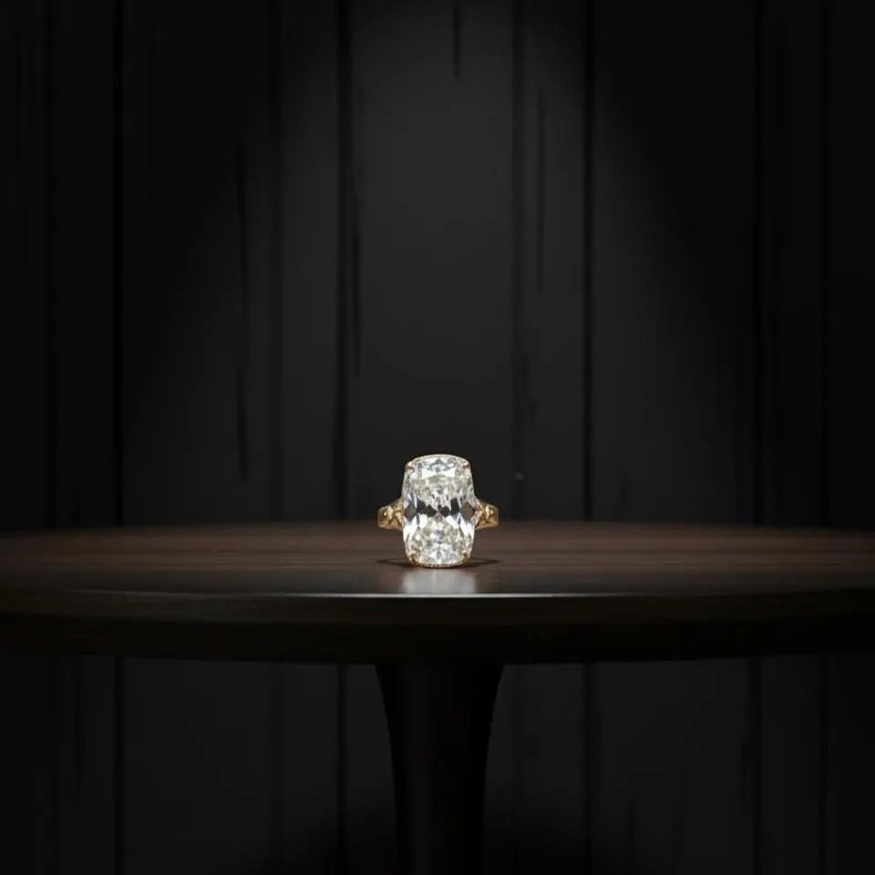 Cushion Cut Solitaire Ring, Gold & Diamond Ring, Elegant Engagement Ring, Wedding Jewelry, Bridal Gift