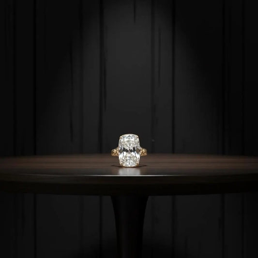 Cushion Cut Solitaire Ring, Gold & Diamond Ring, Elegant Engagement Ring, Wedding Jewelry, Bridal Gift