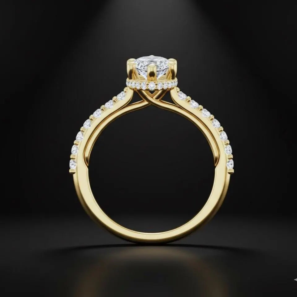 Hidden Halo Marquise Engagement Ring Mounting, Marquise Diamond Ring Setting, Gold Engagement Ring, Unique Marquise Ring, Hidden Halo Ring