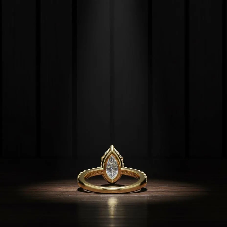 Hidden Halo Marquise Engagement Ring Mounting, Marquise Diamond Ring Setting, Gold Engagement Ring, Unique Marquise Ring, Hidden Halo Ring