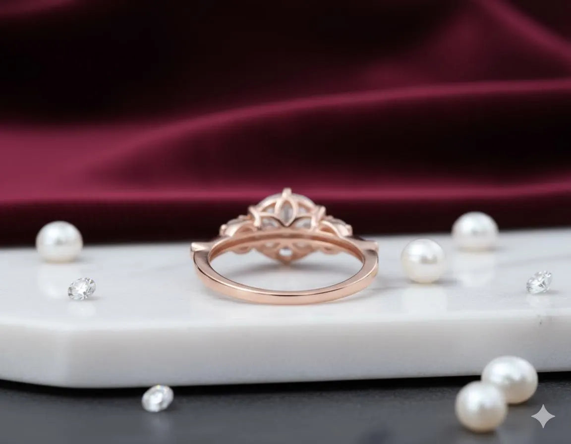 Adelaide Ring Dainty Rose Gold Engagement Ring with a Brilliant Round Moissanite, Anniversary Gift for Her