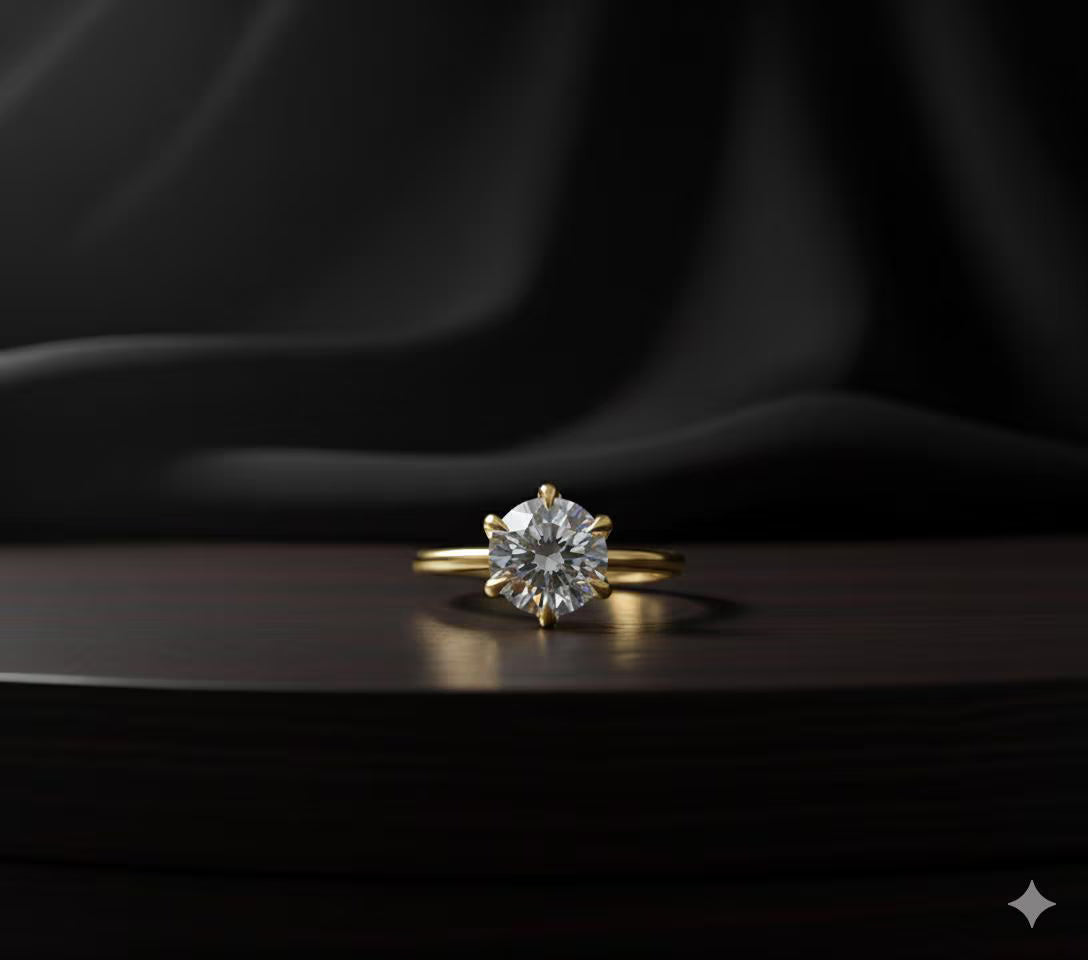 2CT Round Diamond Solitaire, Classic Wedding Jewelry for Her, Anniversary Gift