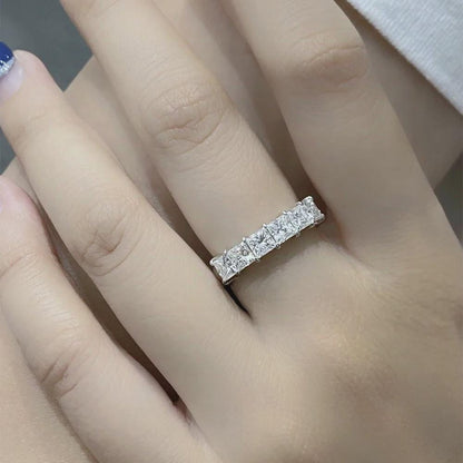 Princess Cut Moissanite Eternity Band, Wedding Ring for Women, Anniversary Ring, Full Eternity Diamond Simulant Band, 14K Gold Ring.