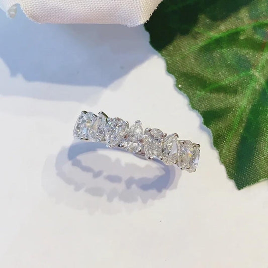 Pear Moissanite Full Eternity Band, Wedding Ring for Women, Anniversary Ring, Stackable Ring, 14K Gold Band Simulant Ring.