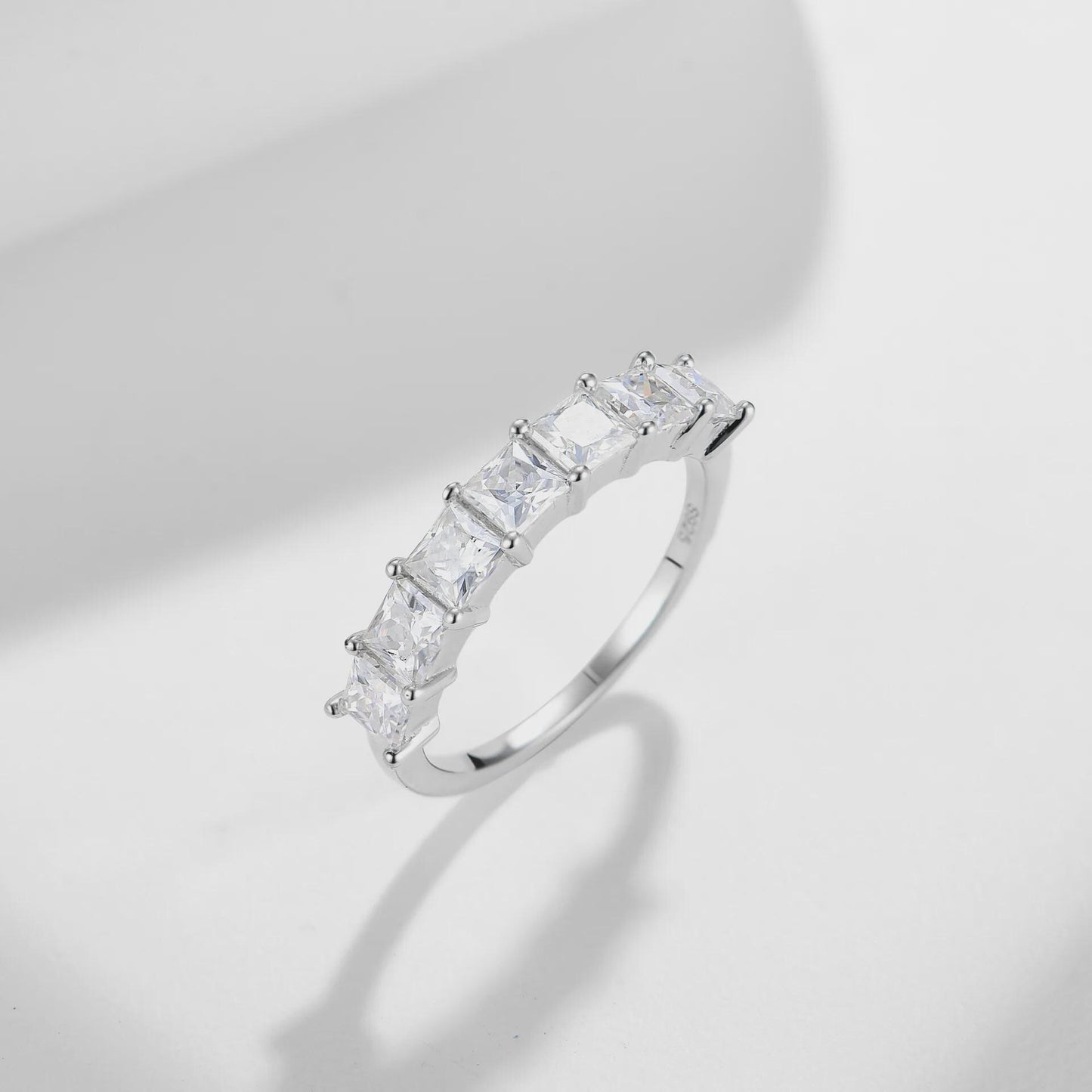 Princess Cut Moissanite Eternity Band, Wedding Ring for Women, Anniversary Ring, Full Eternity Diamond Simulant Band, 14K Gold Ring.
