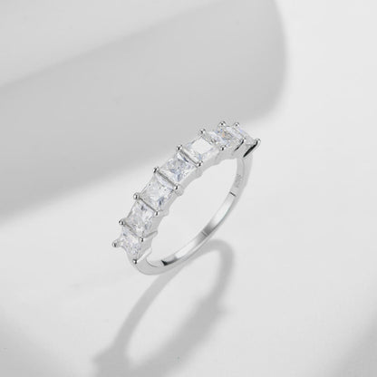 Princess Cut Moissanite Eternity Band, Wedding Ring for Women, Anniversary Ring, Full Eternity Diamond Simulant Band, 14K Gold Ring.
