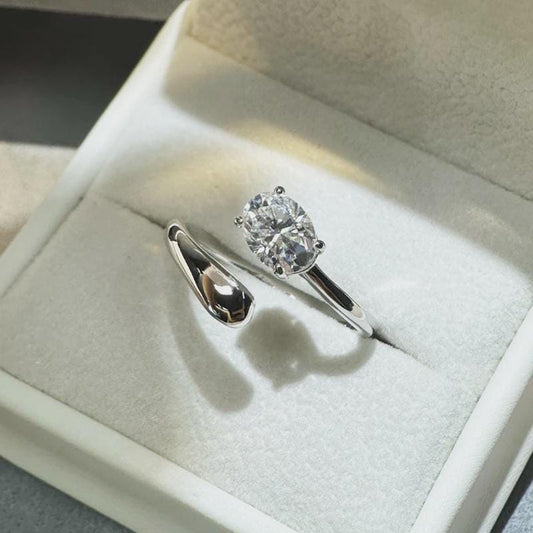 Oval Bypass Solitaire Engagement Ring, Yellow Gold Dainty Ring, Wedding Ring, Promise Ring, Anniversary Gift, Bridal Jewelry, Gift for Her