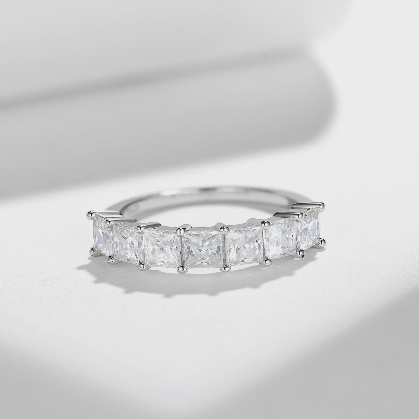 Princess Cut Moissanite Eternity Band, Wedding Ring for Women, Anniversary Ring, Full Eternity Diamond Simulant Band, 14K Gold Ring.