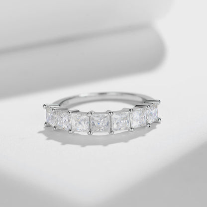 Princess Cut Moissanite Eternity Band, Wedding Ring for Women, Anniversary Ring, Full Eternity Diamond Simulant Band, 14K Gold Ring.