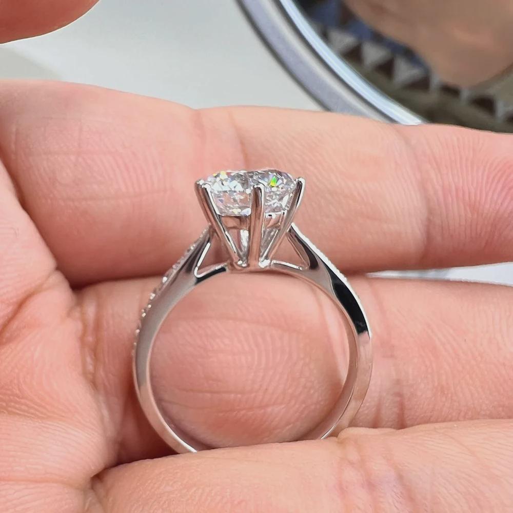 Round Moissanite 6-Prong Engagement Ring, Pave Band, Solitaire Wedding Ring, Classic Bridal Ring, Anniversary Gift, White Gold