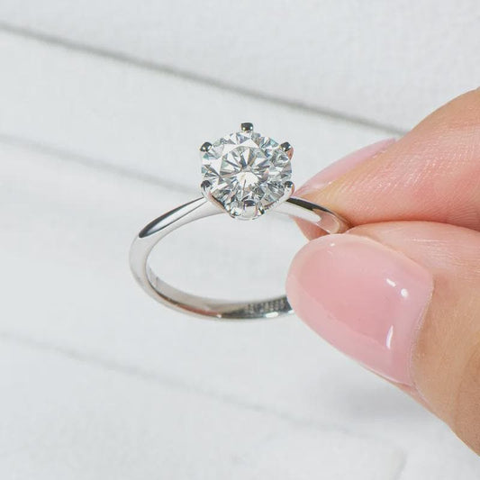 Round Cut Moissanite Solitaire Engagement Ring, Bridal Wedding Ring, Anniversary Gift, Propose Ring, Classic Jewelry, Gift for Girlfriend