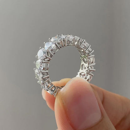 Pear Moissanite Full Eternity Band, Wedding Ring for Women, Anniversary Ring, Stackable Ring, 14K Gold Band Simulant Ring.