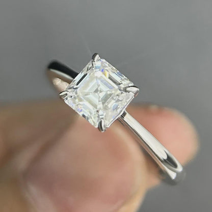 Asscher Cut Solitaire Engagement Ring, Moissanite Ring, Wedding Ring, Promise Ring Anniversary Gift, Bridal Ring, Propose Ring, Gift for Her