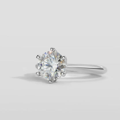Round Cut Moissanite Solitaire Engagement Ring, Bridal Wedding Ring, Anniversary Gift, Propose Ring, Classic Jewelry, Gift for Girlfriend