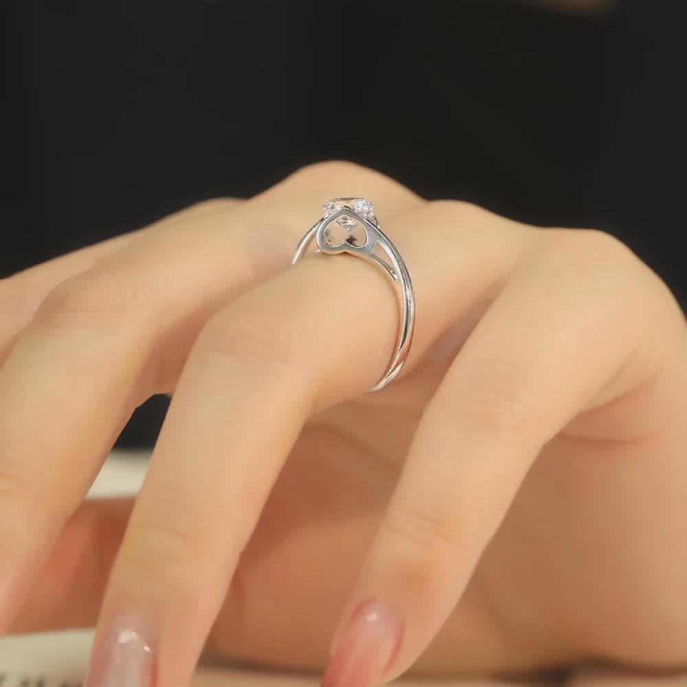 Round Moissanite Solitaire Ring, Bypass Engagement Ring, Crossover Wedding Ring, Bridal Ring, Promise Ring, Anniversary Gift for Her