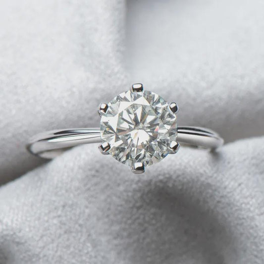Round Cut Moissanite Solitaire Engagement Ring, Bridal Wedding Ring, Anniversary Gift, Propose Ring, Classic Jewelry, Gift for Girlfriend