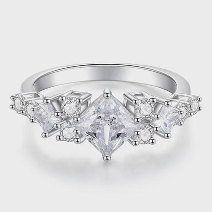 Princess Cut Wedding Ring, Side Stone Accents Ring, Moissanite Wedding Ring, Promise Ring, Anniversary Gift, Bridal Jewelry, Gift for Her