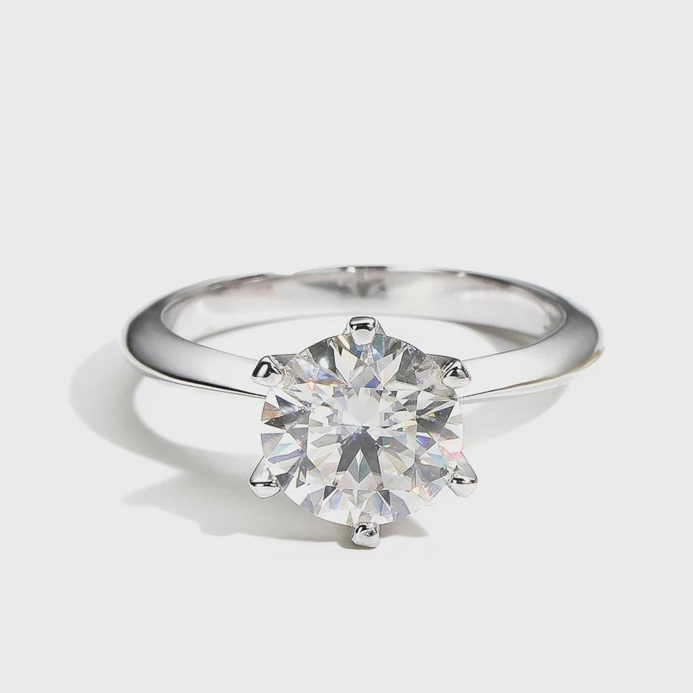 Round Cut Moissanite Solitaire Engagement Ring, Bridal Wedding Ring, Anniversary Gift, Propose Ring, Classic Jewelry, Gift for Girlfriend