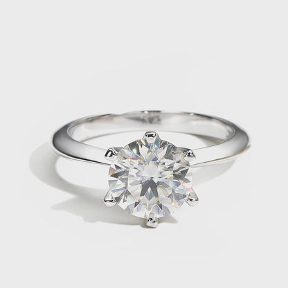 Round Cut Moissanite Solitaire Engagement Ring, Bridal Wedding Ring, Anniversary Gift, Propose Ring, Classic Jewelry, Gift for Girlfriend