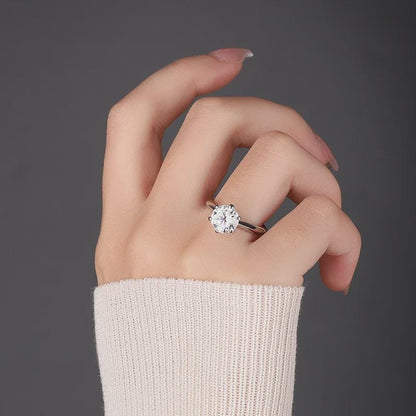 Round Cut Moissanite Solitaire Engagement Ring, Bridal Wedding Ring, Anniversary Gift, Propose Ring, Classic Jewelry, Gift for Girlfriend